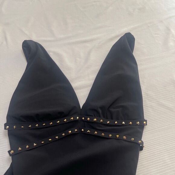 Amoressa Black Swimsuit One Piece Bathing Suit Size 8 - Picture 2 of 7